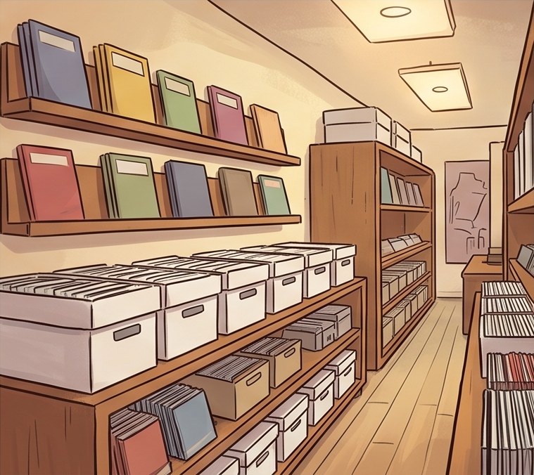 Interior of a local comic book shop